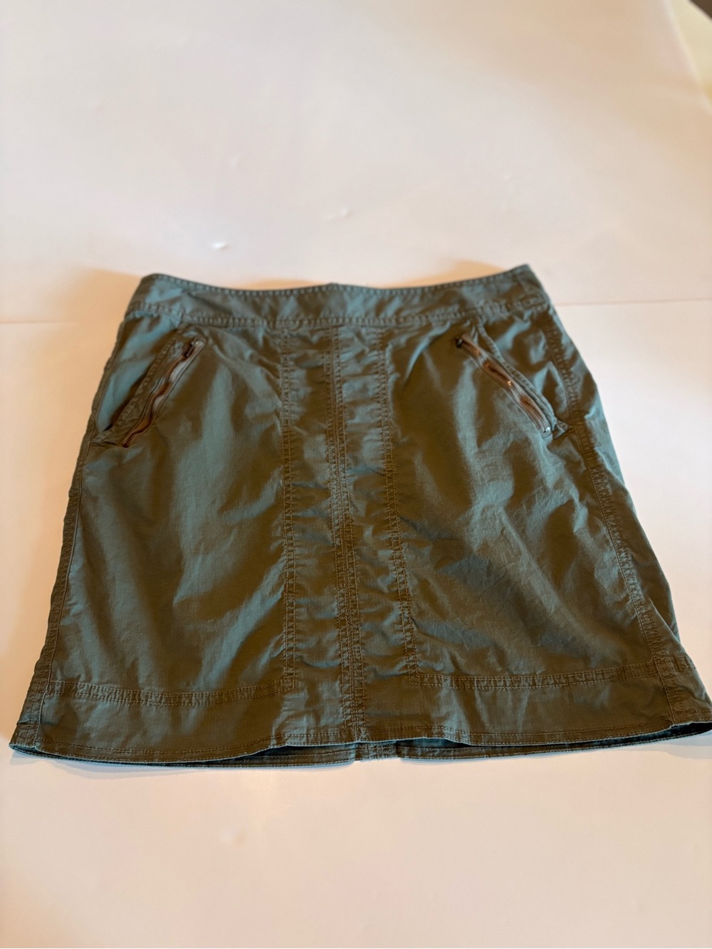 LOFT Olive Utility Mini Skirt with Zip Pockets